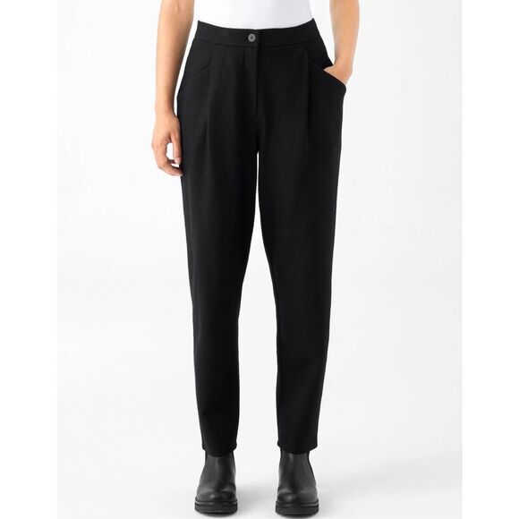 Eileen Fisher $228 Women's Boiled Wool Jersey Carrot Pant Black medium - Picture 1 of 9